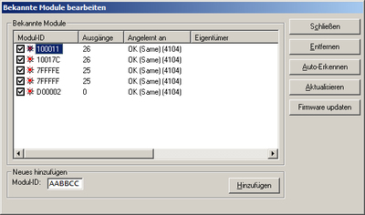 Module für Update auswählen